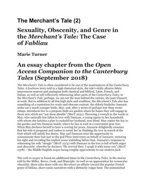 (2) Sexuality, Obscenity, and Genre in the Merchant's Tale