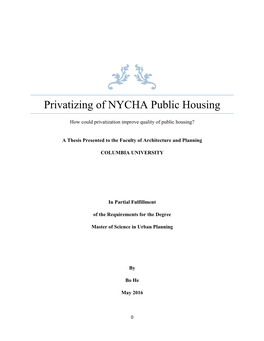 Privatizing of NYCHA Public Housing