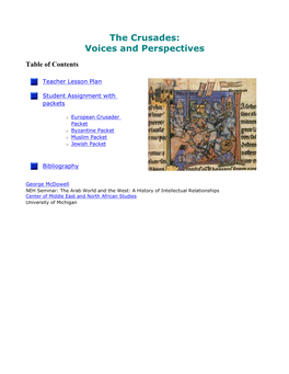 The Crusades: Voices and Perspectives