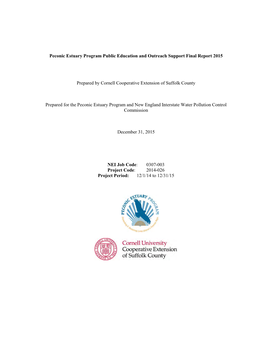 Peconic Estuary Program Public Education and Outreach Support Final Report 2015