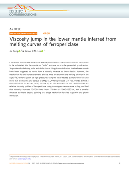 Viscosity Jump in the Lower Mantle Inferred from Melting Curves of Ferropericlase
