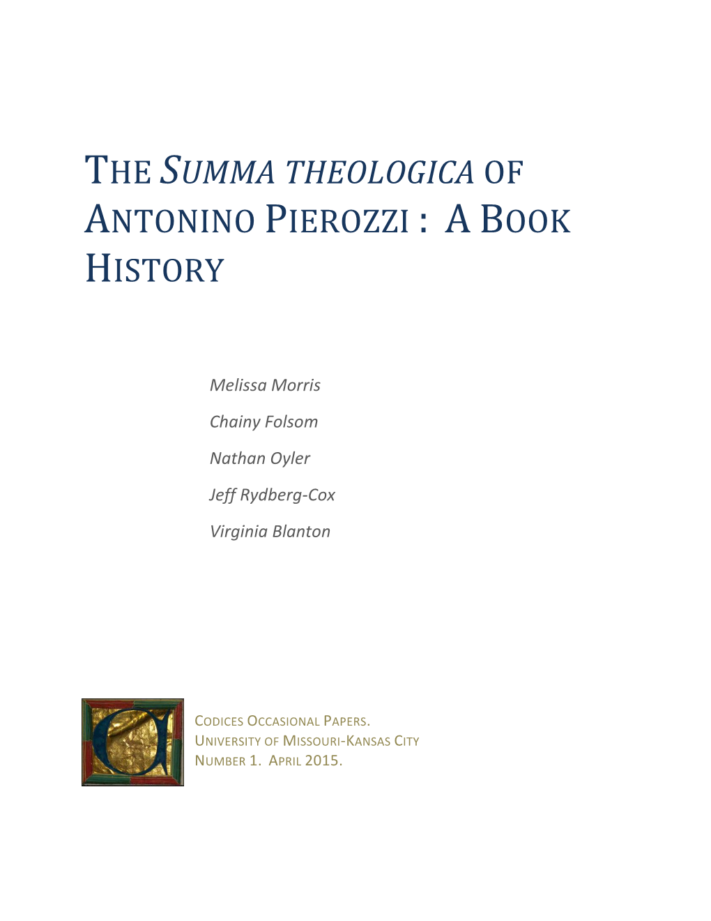 The Summa Theologica of Antonino Pierozzi : a Book History