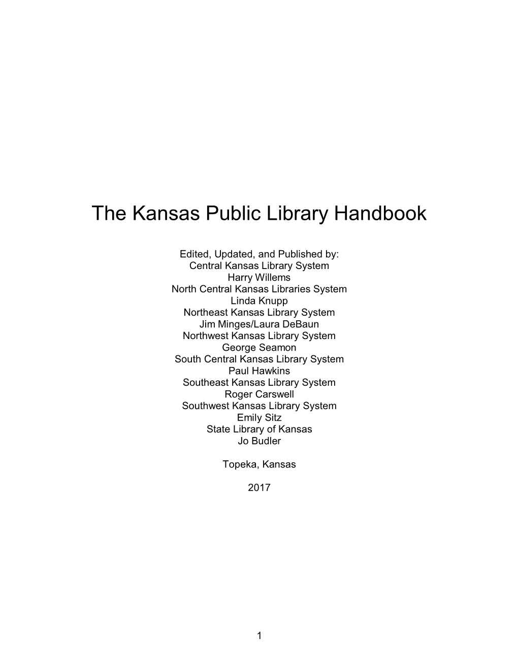 The Kansas Public Library Handbook