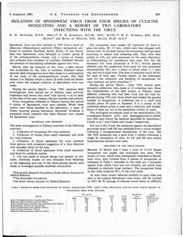 Of Culicine Report of Two Laboratory S with the Virus