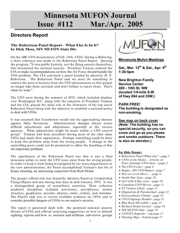 Minnesota MUFON Journal Issue #112 Mar./Apr. 2005
