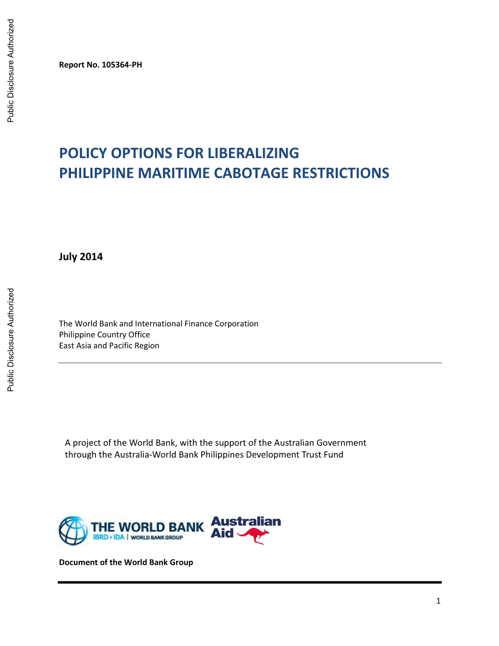 Policy Options for Liberalizing Philippine Maritime Cabotage Restrictions