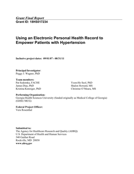 Using an Electronic Personal Health Record to Empower Patients with Hypertension