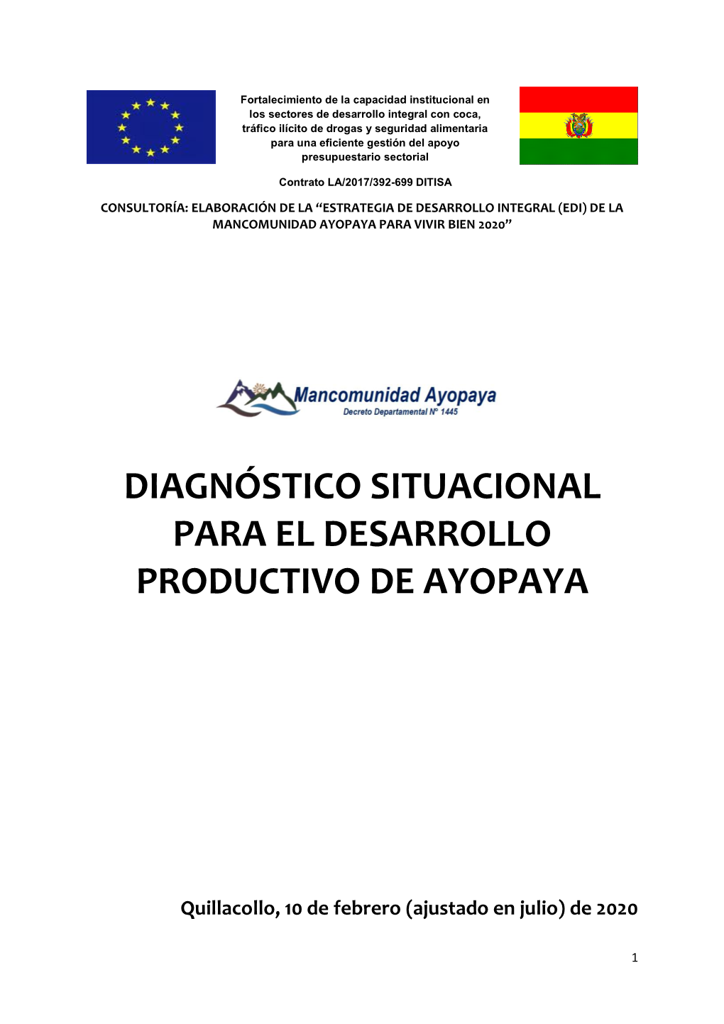 Diagnóstico Situacional Para El Desarrollo Productivo De Ayopaya