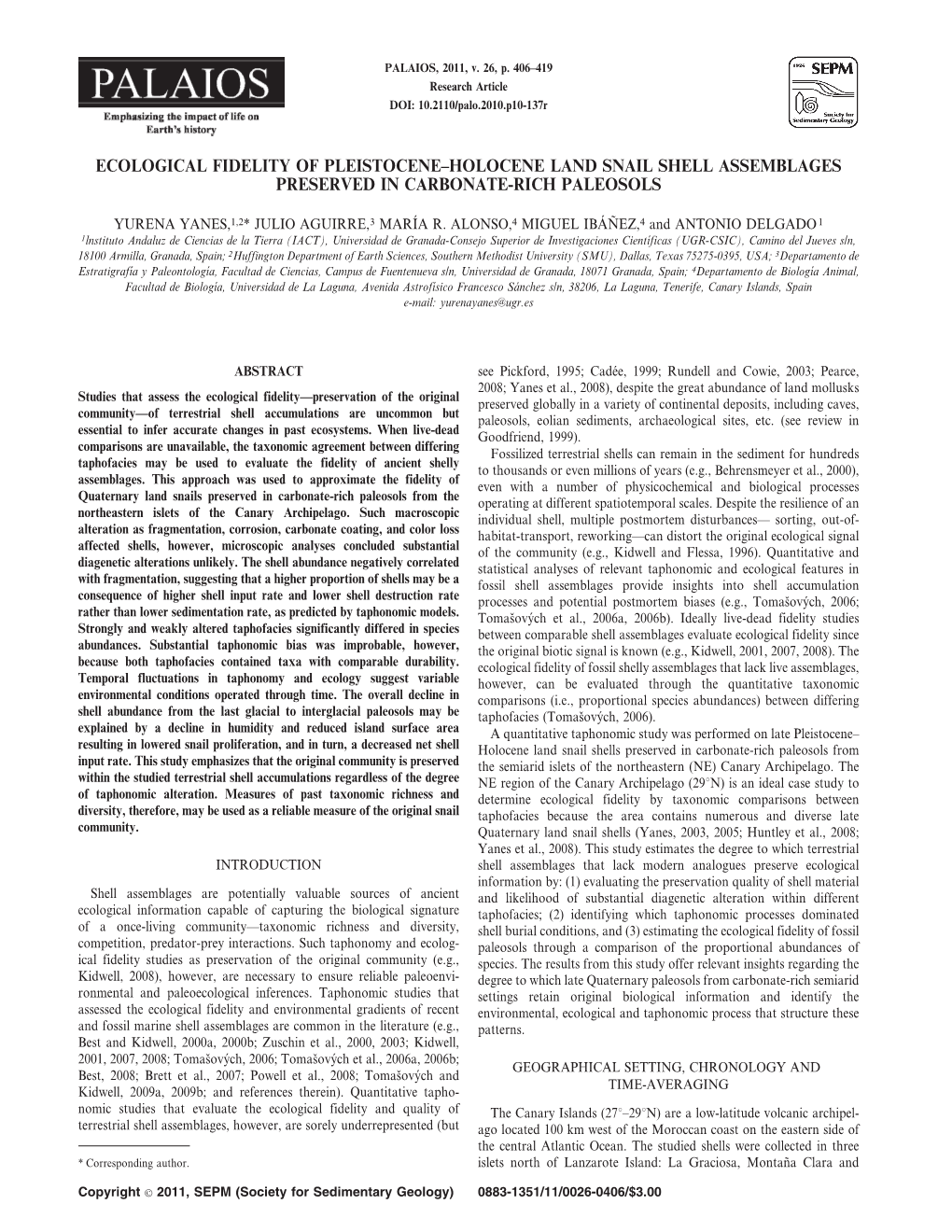 Ecological Fidelity of Pleistocene–Holocene Land Snail Shell Assemblages Preserved in Carbonate-Rich Paleosols