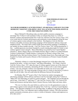 FOR IMMEDIATE RELEASE May 18, 2006 No. 161