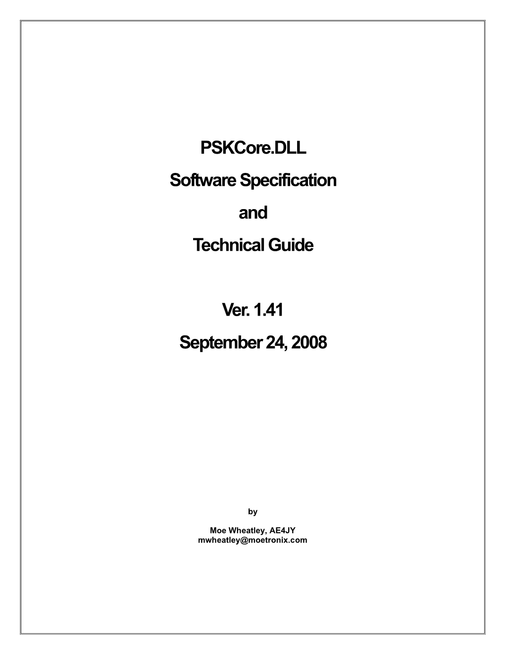 Pskcore.DLL Software Specification and Technical Guide Ver. 1.41