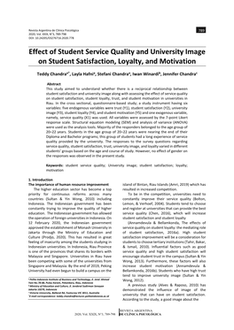 Effect of Student Service Quality and University Image on Student Satisfaction, Loyalty, and Motivation