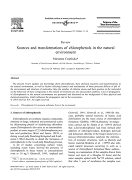 Sources and Transformations of Chlorophenols in the Natural Environment