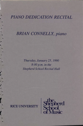 PIANO DEDICATION RECITAL BRIAN CONNELLY, Piano