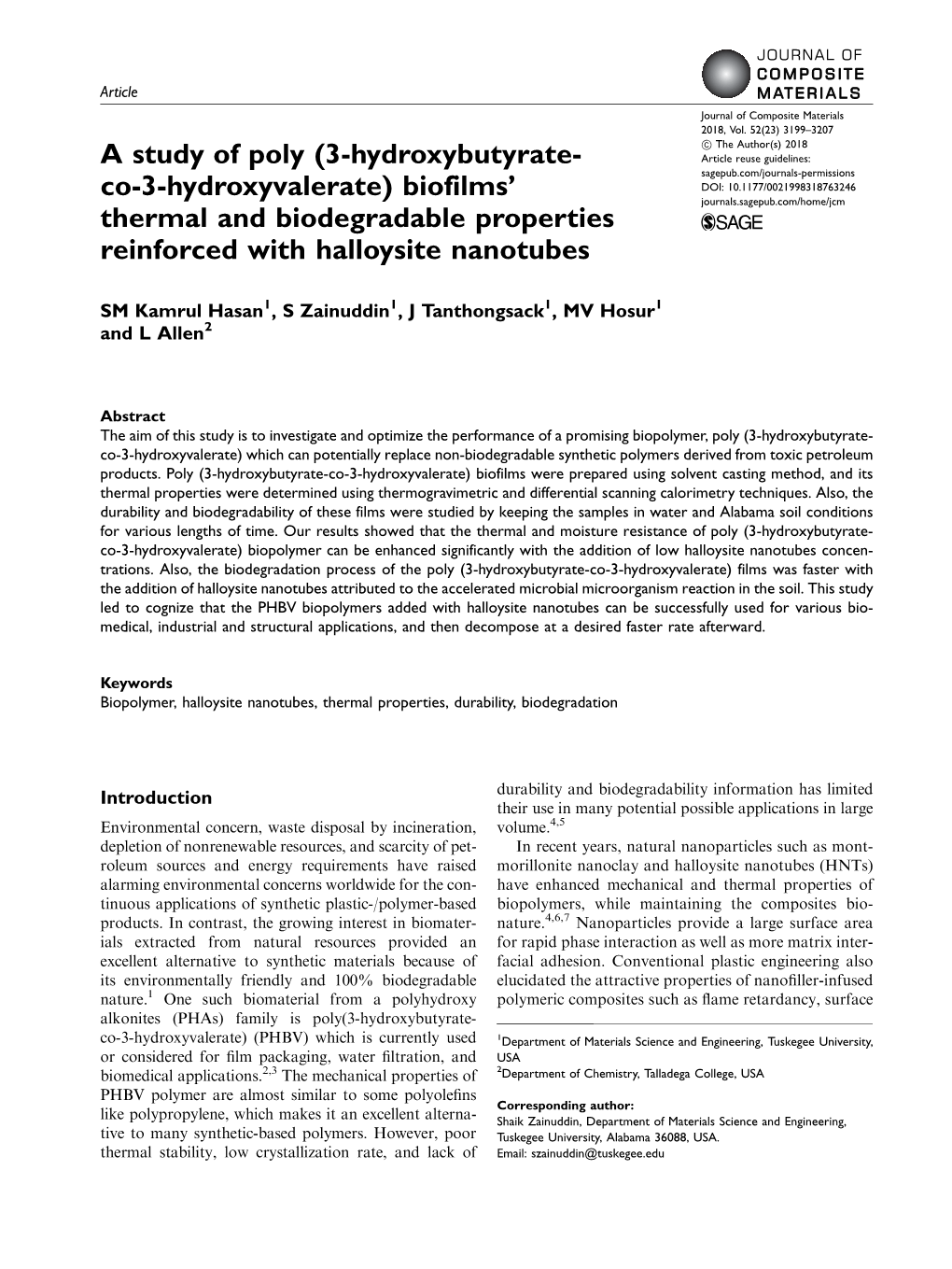 A Study of Poly (3-Hydroxybutyrate- Co-3-Hydroxyvalerate)