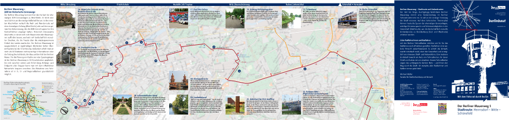 Berliner Mauerweg 1 RR1 Wieder Zuschütten Und Als Schmuck-Grünzug Um- Tenburg Mit Der Oberen Spree Am Osthafen