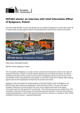 Wifi4eu Stories: an Interview with Chief Information Oﬃcer of Bydgoszcz, Poland