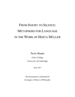 Metaphors for Language in the Work of Herta Müller