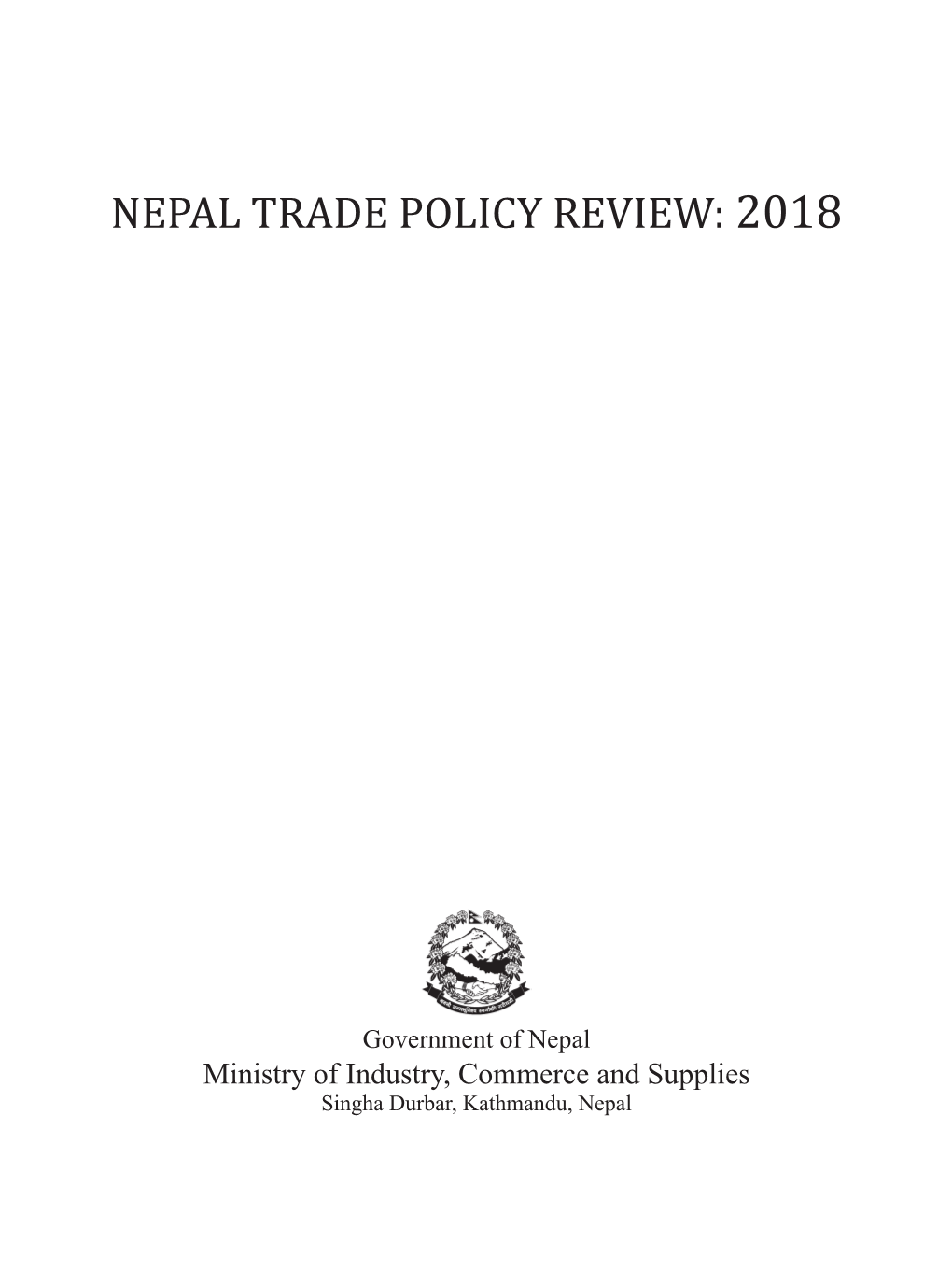 Nepal Trade Policy Review: 2018