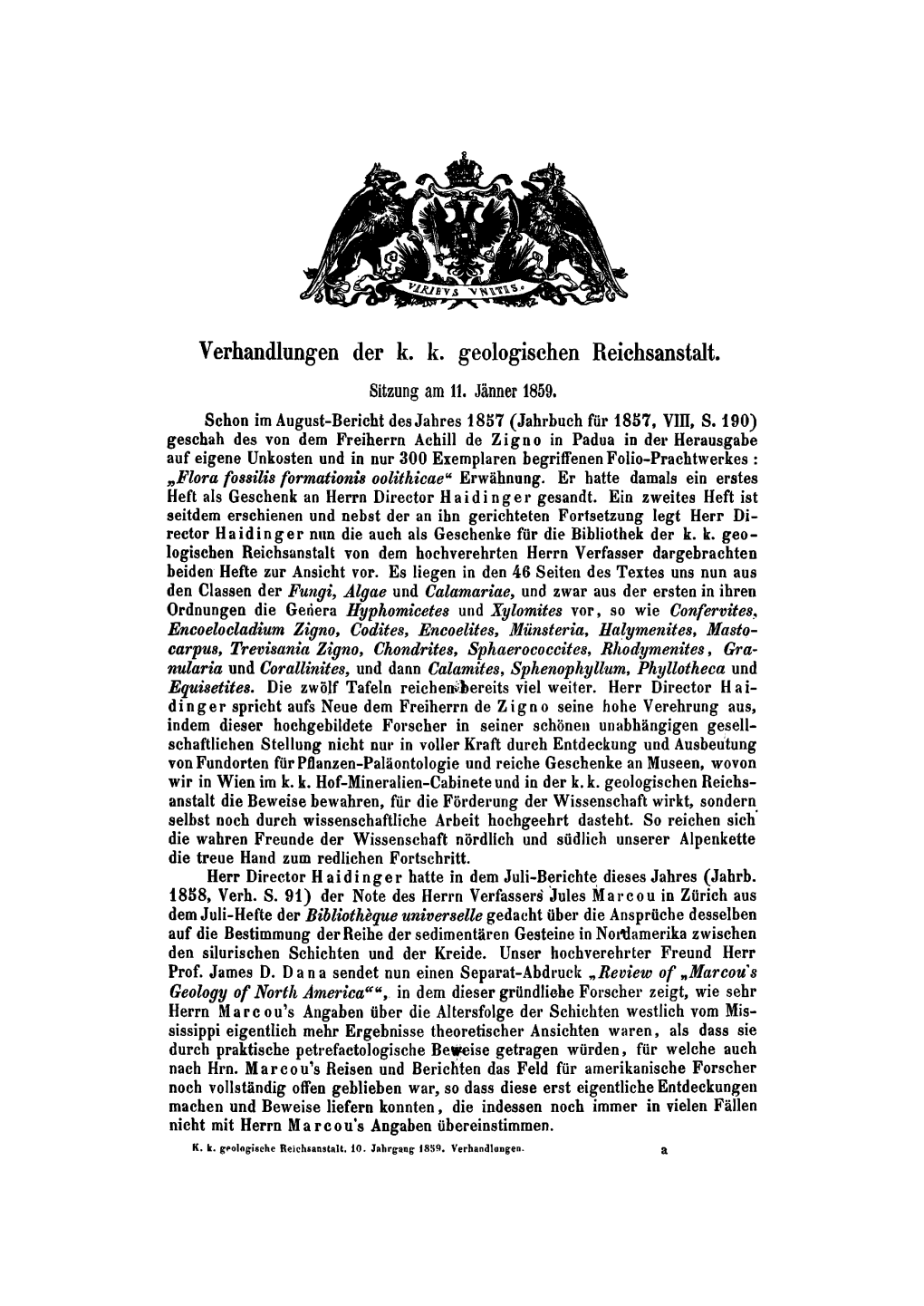 Verhandlungen Der K. K. Geologischen Reichsanstalt. Sitzung Am 11