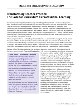 Transforming Teacher Practice: the Case for Curriculum As Professional Learning