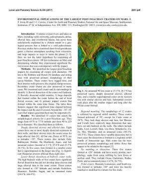 Environmental Implications of the Largest Post-Noachian Craters on Mars