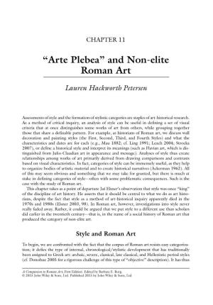 “Arte Plebea” and Non‐Elite Roman Art