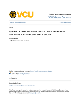 Quartz Crystal Microbalance Studies on Friction Modifiers for Lubricant Applications