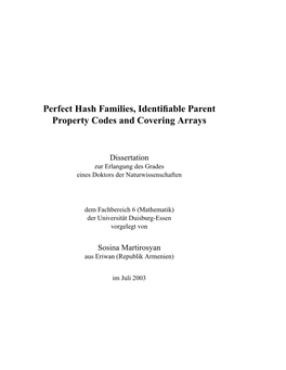 Perfect Hash Families, Identifiable Parent Property Codes And