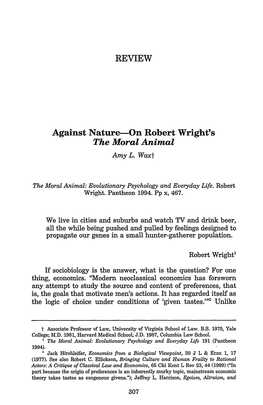 REVIEW Against Nature-On Robert Wright's the Moral Animal