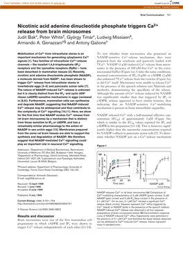 Nicotinic Acid Adenine Dinucleotide Phosphate Triggers Ca2+ Release from Brain Microsomes Judit Bak*, Peter White†, György Timár*, Ludwig Missiaen‡, Armando A