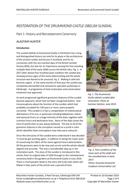 Restoration of the Drummond Castle Obelisk Sundial