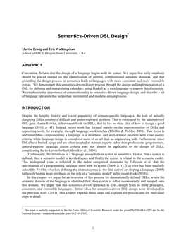 Semantics-Driven DSL Design*