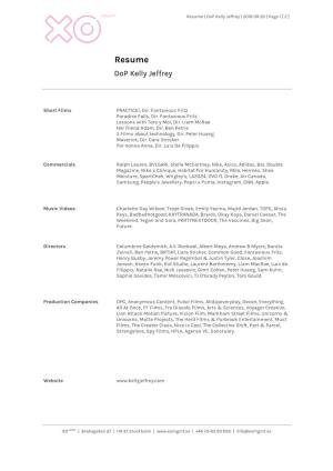 Resume | Dop Kelly Jeffrey | 2018 09 20 | Page 1 [ 2 ]