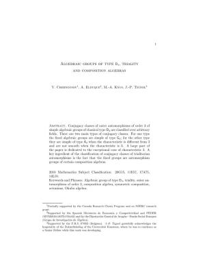 Algebraic Groups of Type D4, Triality and Composition Algebras