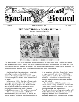 THE EARLY HARLAN FAMILY REUNIONS by Steve Harrison (#7447-54)