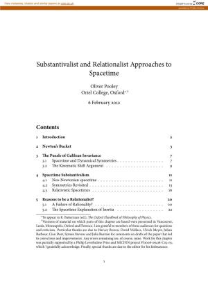 Substantivalist and Relationalist Approaches to Spacetime