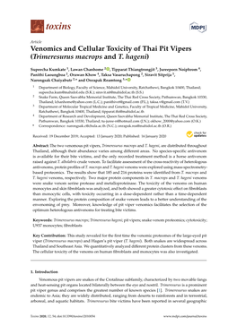 Venomics and Cellular Toxicity of Thai Pit Vipers (Trimeresurus Macrops and T