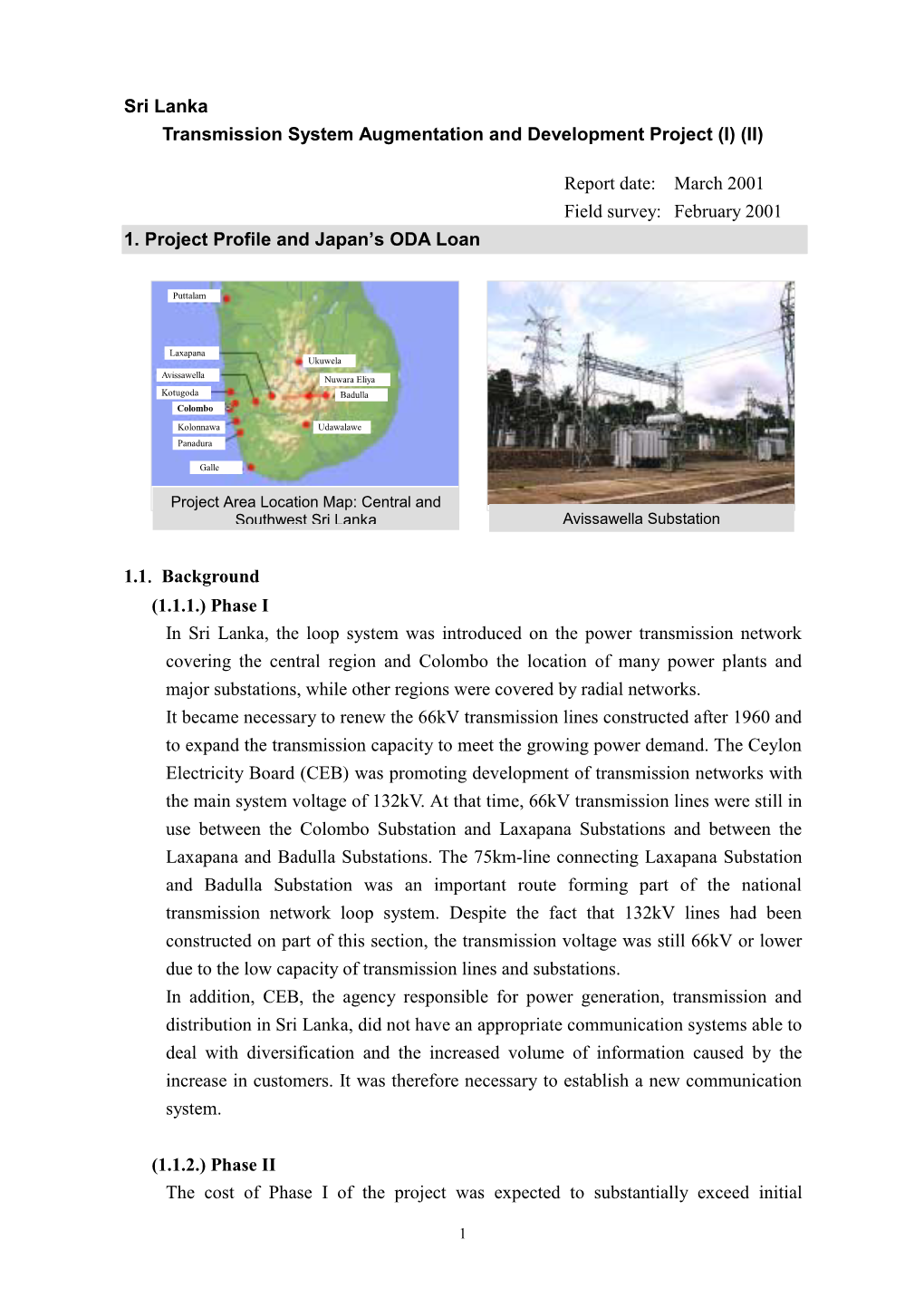 Sri Lanka Transmission System Augmentation and Development Project (I) (II)