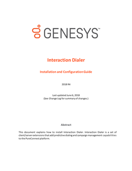 Interaction Dialer Installation and Configuration Guide