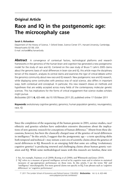 Race and IQ in the Postgenomic Age: the Microcephaly Case