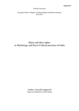 Hijras and Their Rights: in Mythology and Socio-Cultural Practises of India