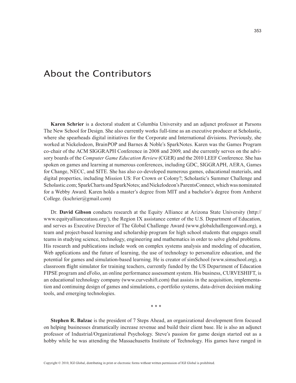 About the Contributors