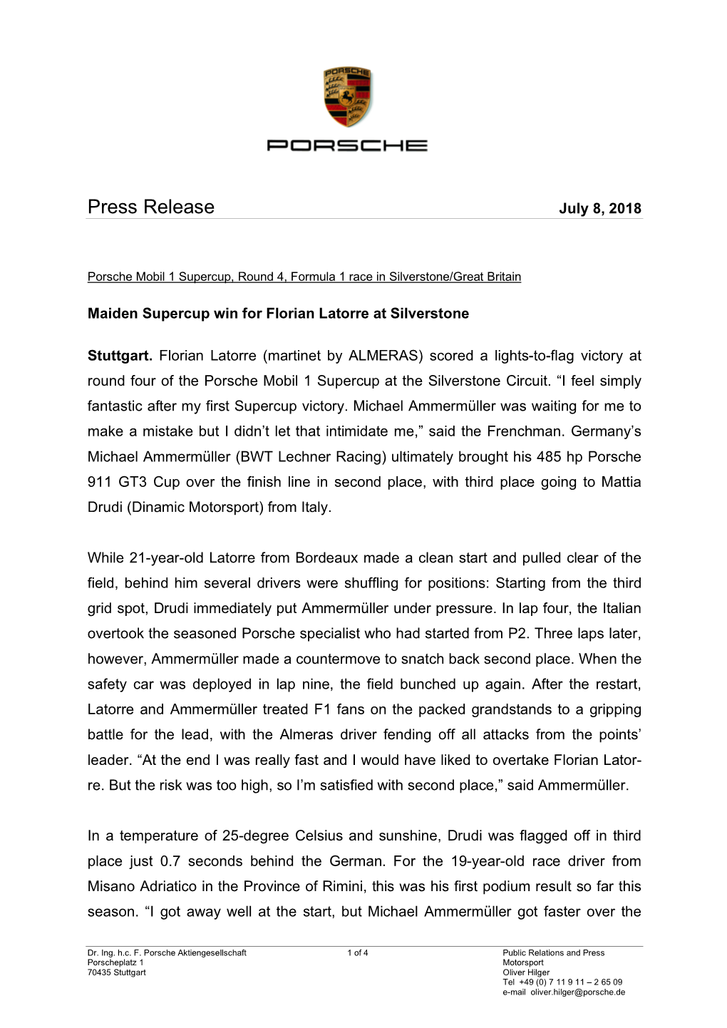 Press Release July 8, 2018