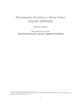 Ethnolinguistic Favoritism in African Politics ONLINE APPENDIX