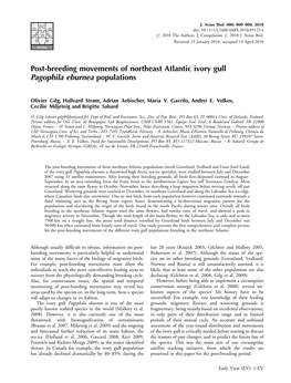 Postbreeding Movements of Northeast Atlantic Ivory Gull Pagophila