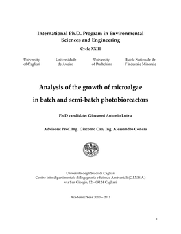 Analysis of the Growth of Microalgae in Batch and Semi-Batch