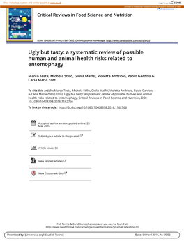 A Systematic Review of Possible Human and Animal Health Risks Related to Entomophagy
