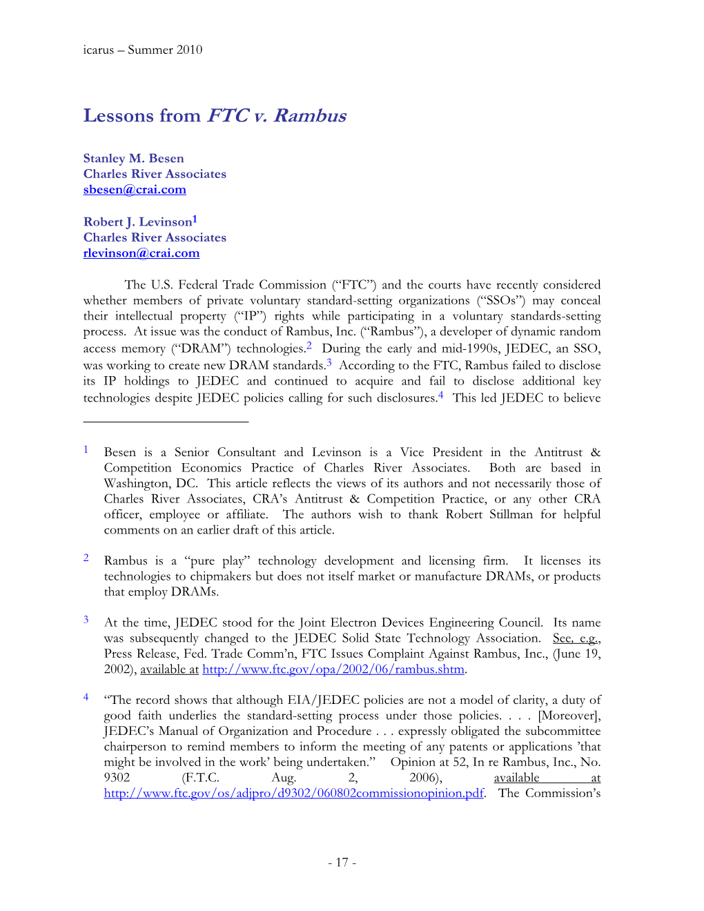 Lessons from FTC V. Rambus