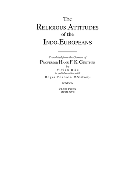 The Religious Attitudes of the Indo-Europeans
